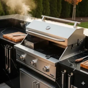 Komplette, modulare Smoker Grill Außenküche Edelstahl, ideal für große Gärten.