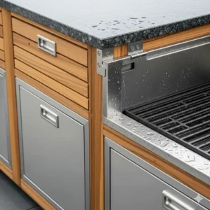 Ein Beispiel für die Außenküche wetterfest günstig und die verwendeten langlebigen Materialien.