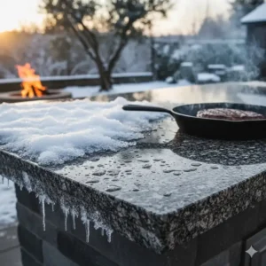robuste arbeitsplatte granit außenküche für alle wetterbedingungen