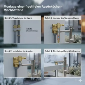 Montageanleitung der Mischbatterie Außenküche frostfrei mit integriertem Frostschutz.