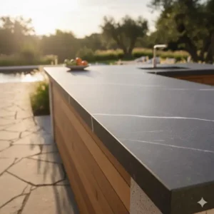 Sonnenschutz-Test für die Arbeitsplatte Außenküche Wetterfest im Sommer.