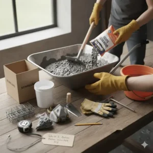 Betonmischung für das Gießen der Feuerstelle Beton selber bauen.