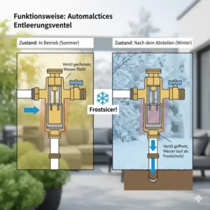 Mischbatterie Außenküche frostfrei: Anschluss für Kaltwasser und Warmwasser.