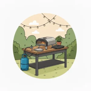 Detailansicht der Temperaturanzeige am pizzaofen gas klein garten.