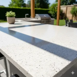 UV-beständige arbeitsplatte granit außenküche unter sonneneinstrahlung