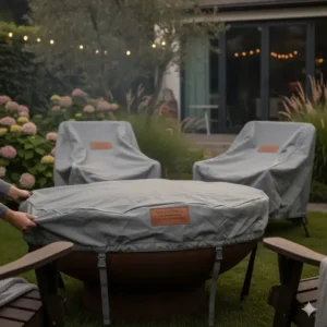 Die passende, wetterfeste Schutzhülle als Zubehör für die Feuerstelle mit Grillfunktion.