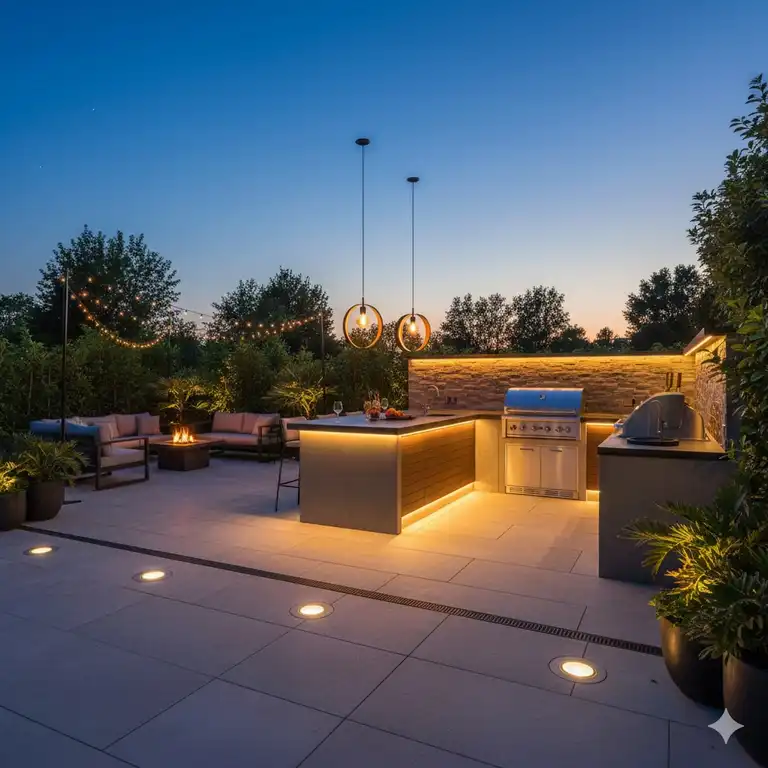 Terrassenbeleuchtung Außenküche: Die 7 besten Ideen für 2025