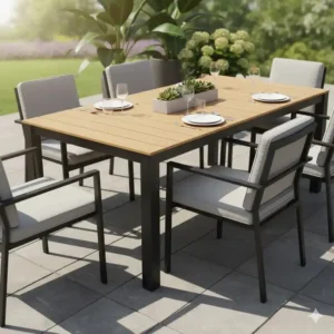 esstisch garten wetterfest groß in Holzoptik (HPL-Material), langlebig und pflegeleicht, ideal für die Terrasse.