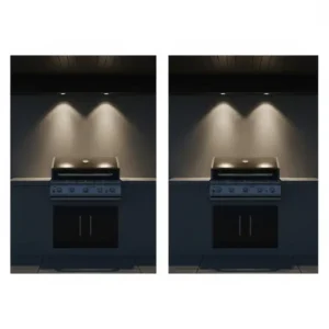 Gezielte Spots dienen als Arbeitslicht außenküche stark zur Beleuchtung des Grillbereichs.