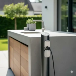 Elegante Steckdosensäule für die außenküche steckdose wetterfest (IP44).