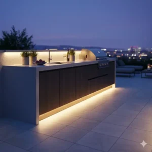 "Unterschrankbeleuchtung Außenküche Terrassenbeleuchtung: Elegante Akzentuierung und wichtige Arbeitsflächenbeleuchtung."