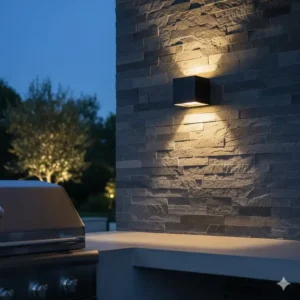 Minimalistische Wandleuchte im modernen Stil: eine dezente küchenlampe outdoor modern.