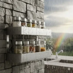 Garantiert rostfreies Gewürzregal Außenküche Edelstahl für maximale Haltbarkeit im Freien.