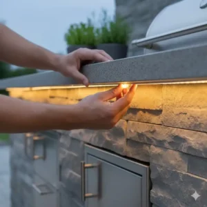 Anleitung zur einfachen Montage von Unterbauleuchten unter der Arbeitsplatte. Hier Unterbauleuchten Außenküche Kaufen.