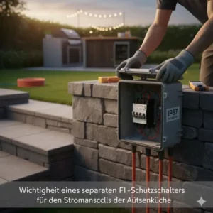 Wichtigkeit eines separaten FI-Schutzschalters für den Stromanschluss der Außenküche.