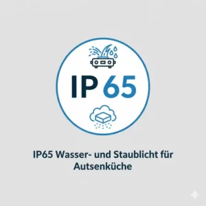 Symbol IP65, das die Widerstandsfähigkeit von Arbeitslicht außenküche stark kennzeichnet.