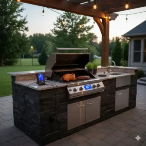 Ansicht der kompletten thermometer grill außenküche