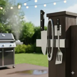 Alternative: Ein magnetischer Utensilien Halter Außenküche zur sicheren Befestigung von Messern und Metallzubehör.