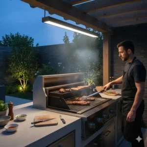 Gezielte Arbeitsbeleuchtung über dem Kochfeld: eine funktionale küchenlampe outdoor modern.