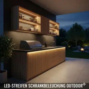 Versteckte LED-Streifen zur akzentuierenden Schrankbeleuchtung: Außenküche Beleuchtung Ideen