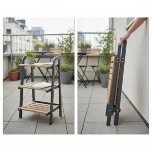 Platzsparenden, klappbaren Servierwagen für die Gartenküche kaufen, ideal für kleine Balkone oder Terrassen.