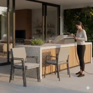 Einfache Reinigung der Stühle Außenküche Stapelbar mit einem Tuch.