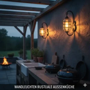 Rustikale Wandleuchten als dekorative Außenküche Beleuchtung Ideen