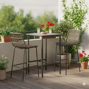 Modernes bartisch set terrasse aus Polyrattan für den Balkon, platzsparend und UV-beständig.