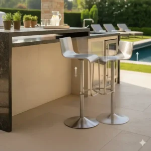 Höhenverstellbarer Barhocker Außenküche Edelstahl für flexible Nutzung.