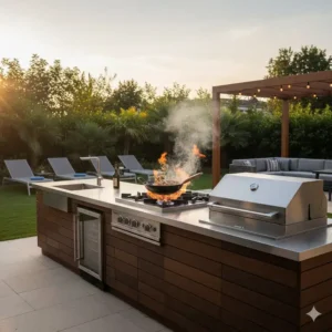 Elegantes Design trifft Leistung: Der wok brenner außenküche gas als Highlight.
