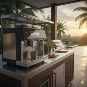 Die perfekte Integration einer kaffeemaschine außenküche wetterfest in ein Modulsystem.