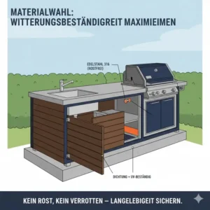 Die richtige Materialwahl hilft dabei, bei der Außenküche Fehler vermeiden und Rost zu verhindern.