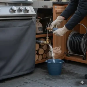 Draining water pipes using außenküche tipps winterfest machen to prevent freezing.
