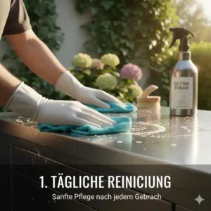 Die tägliche Routine für außenküche pflege tipps edelstahl mit einem weichen Tuch.