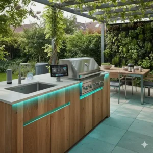 Technologische Innovationen bestimmen den außenküche trend deutschland 2026 mit Smart-Grills.