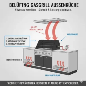 Ausreichende Belüftungsschlitze einplanen und bei der Außenküche Fehler vermeiden (Hitzestau).
