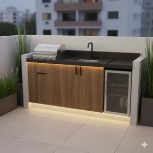 Platzsparende Lösungen und außenküche ideen modern design für kleine Terrassen oder Balkone.