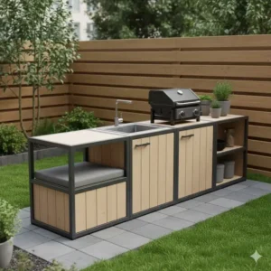 Ein modulares System als flexibler außenküche trend deutschland 2026 für urbane Gärten.