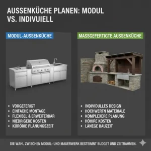 Vergleich zwischen Modulen und gemauerten Varianten für außenküche planen kosten.
