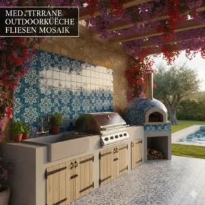 Farbenfrohe Mosaikfliesen als Highlight der außenküche ideen mediterran stil.