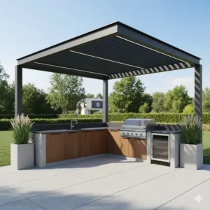 Eine elegante Überdachung passend zum Thema außenküche ideen modern design im Freien.