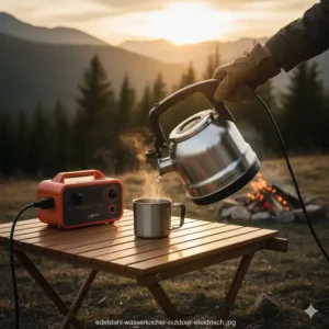 Ein robuster wasserkocher outdoor elektrisch aus hochwertigem Edelstahl.