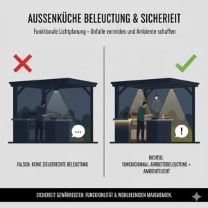 Durch eine gute Lichtplanung bei der Außenküche Fehler vermeiden und die Sicherheit erhöhen.