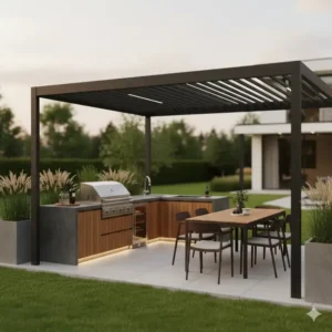 Ein kombinierter Koch- und Essbereich für das perfekte außenküche ideen modern design Erlebnis.