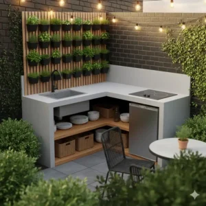 Vertikale Stauraum-Konzepte für außenküche ideen klein garten.