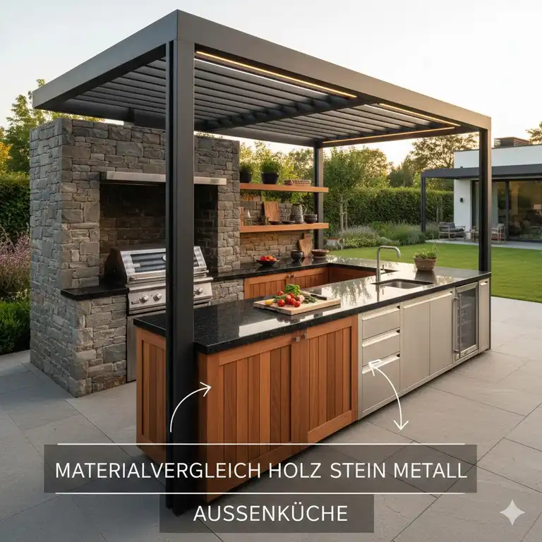 Außenküche Materialvergleich Holz Stein Metall: Die 7 besten Lösungen 2026