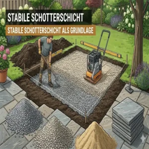 Die stabile Schotterschicht ist wichtig, wenn Sie eine außenküche ohne fundament aufbauen.