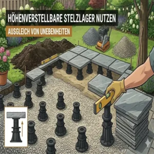 Nutzung von Stelzlager zum außenküche ohne fundament aufbauen auf unebenem Boden.