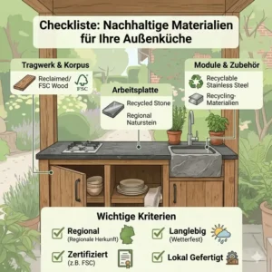 Checkliste der Vorteile für eine außenküche nachhaltige materialien.