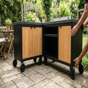 Freistehende Außenküche für Mietgarten geeignet die kein Betonfundament benötigt.